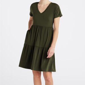 Market & Spruce Lola Tier Hem Olive Mini Dress